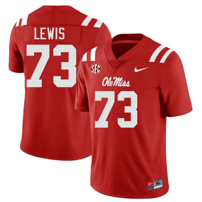 Ole Miss Rebels #73 Percy Lewis College Football Jerseys Stitched-Red